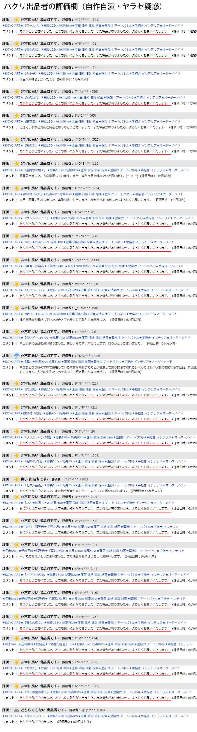 パクリ被害・参考画像５（評価欄）